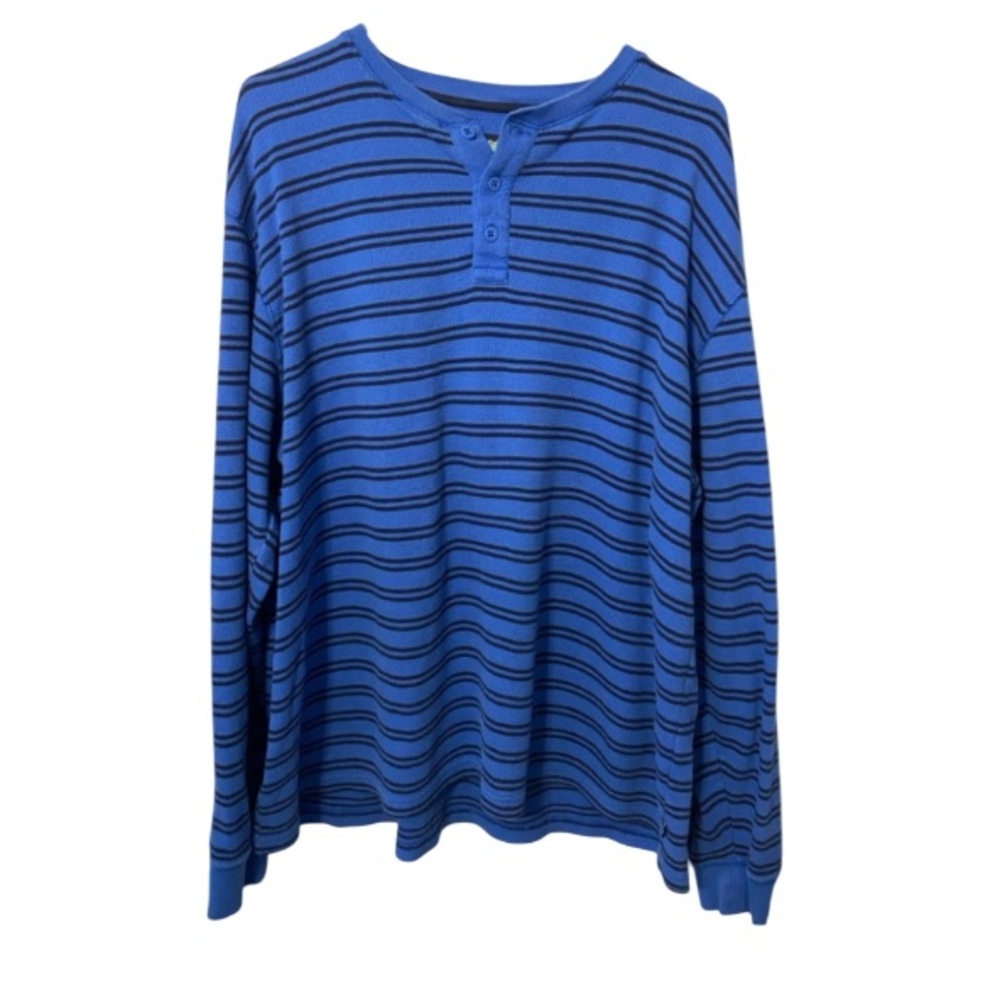 Chaps Blue Striped Thermal Long Sleeve Shirt XXL